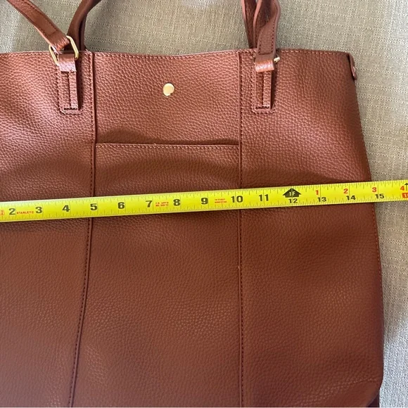 Montana West Vegan Leather Large Tote Satchel Bag Brown - Picture 14 of 14